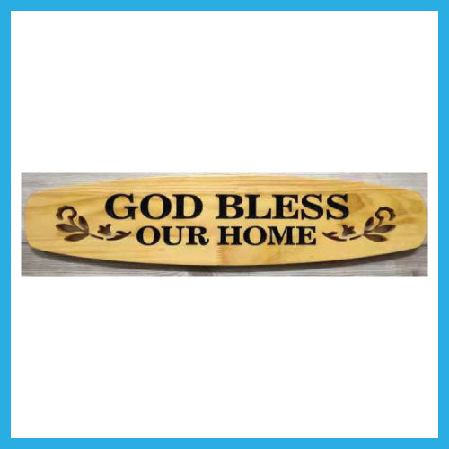 英文木板牌匾 - God Bless Our Home